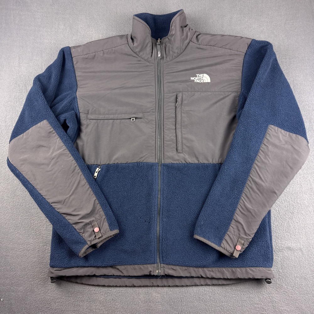 The North Face Denali Jacket Men's M Blue Gray Polartec Fleece Full Zip Outdoor